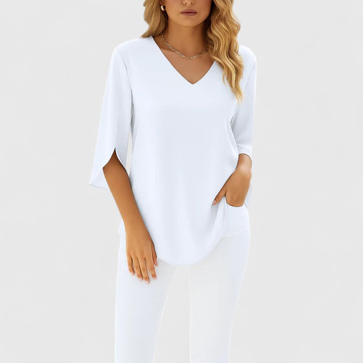 Ainsley | Sophisticated V-Neck Blouse