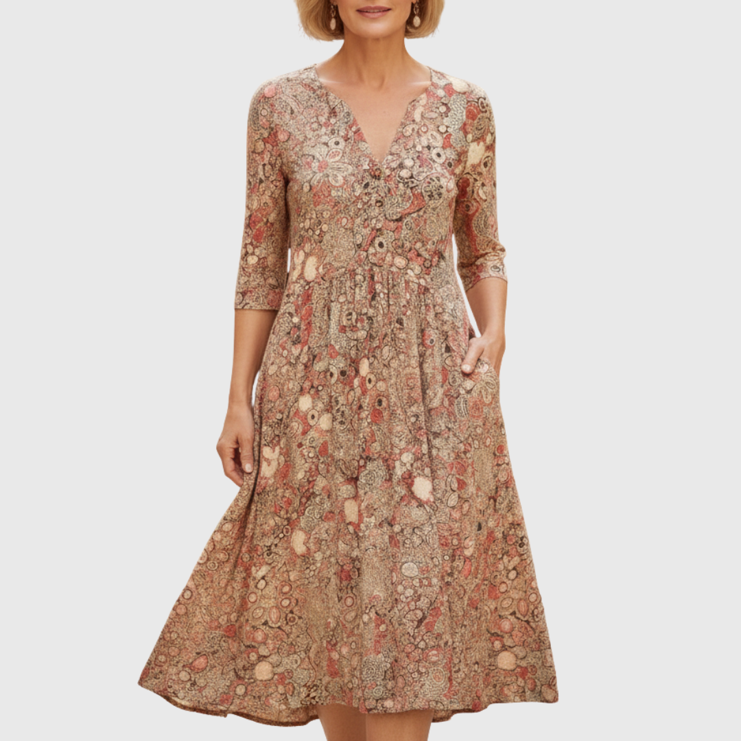 Harlow | Elegant V-Neck Midi Dress