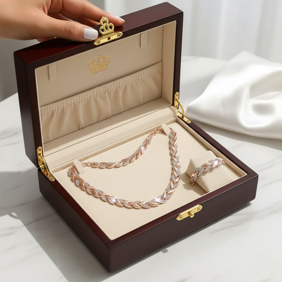 Elara™ | Timeless Leaf-Link Necklace & Bracelet Set