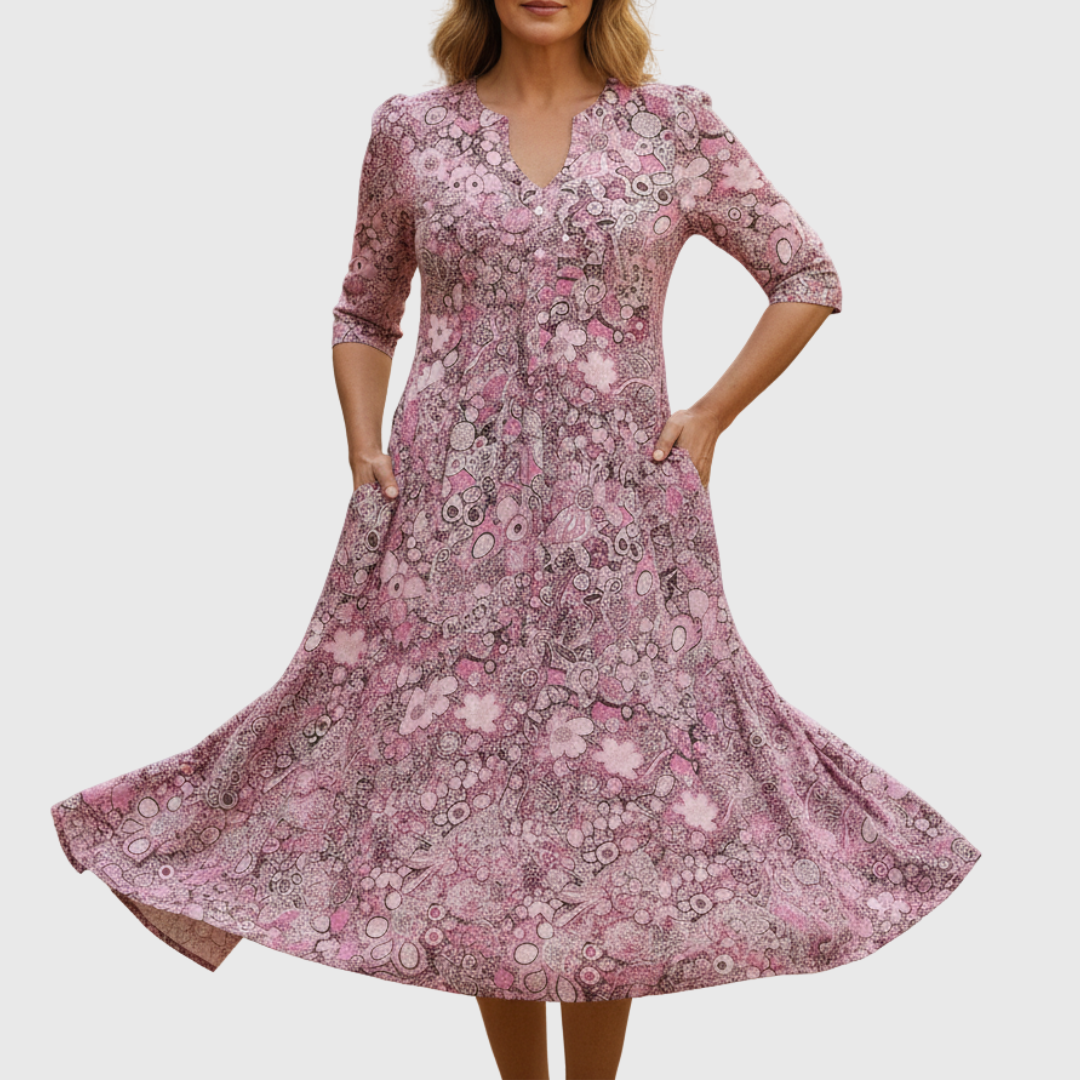 Harlow | Elegant V-Neck Midi Dress