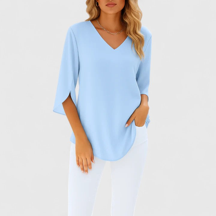 Ainsley | Sophisticated V-Neck Blouse