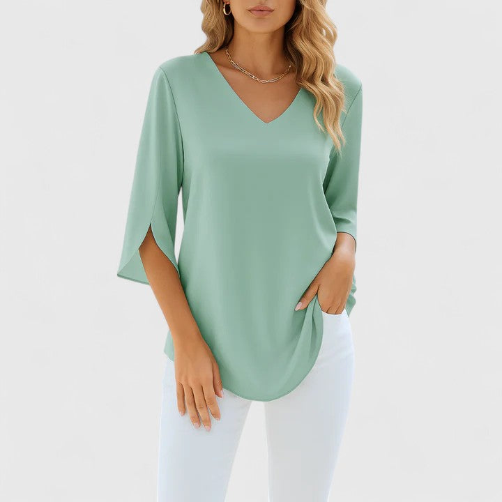 Ainsley | Sophisticated V-Neck Blouse