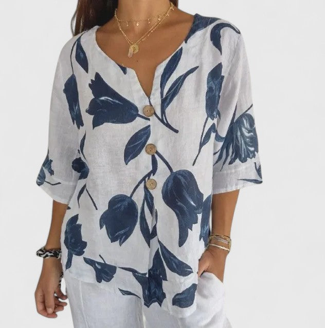 Karoline | Elegant Floral Print Blouse