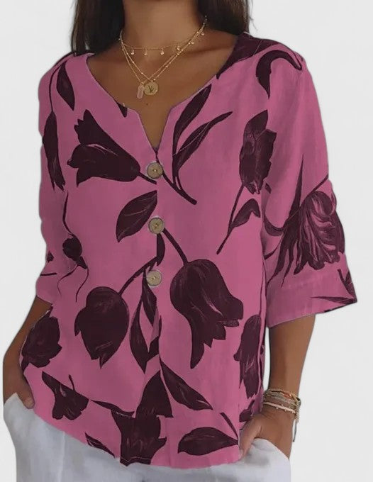 Karoline | Elegant Floral Print Blouse