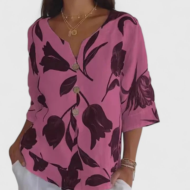 Karoline | Elegant Floral Print Blouse