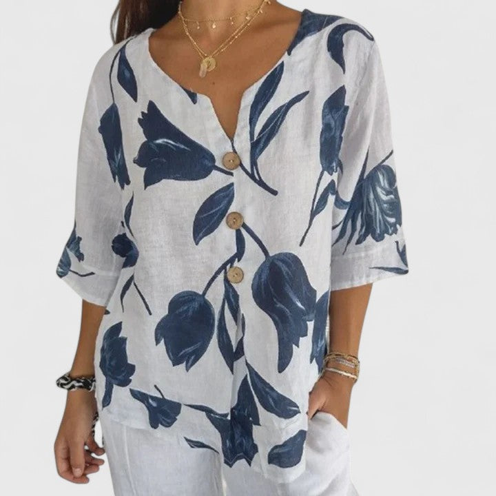 Karoline | Elegant Floral Print Blouse