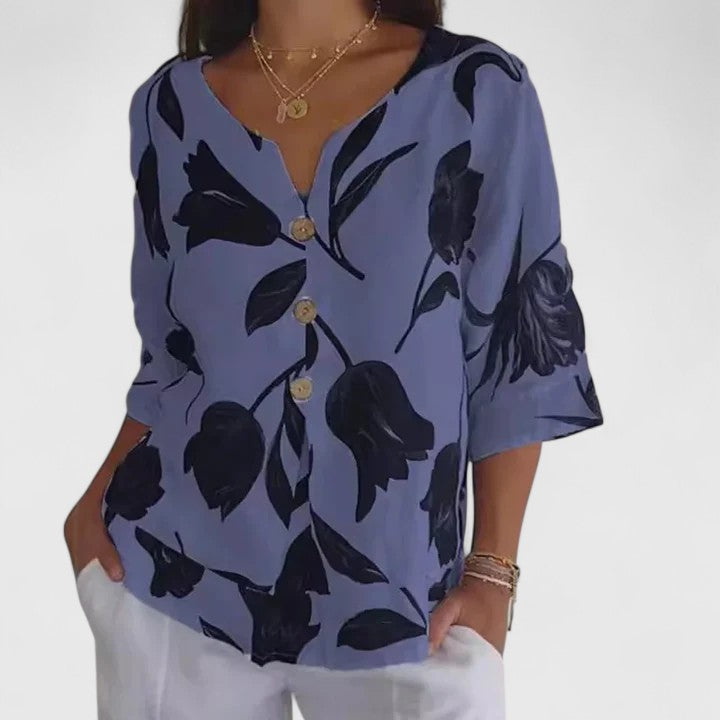 Karoline | Elegant Floral Print Blouse