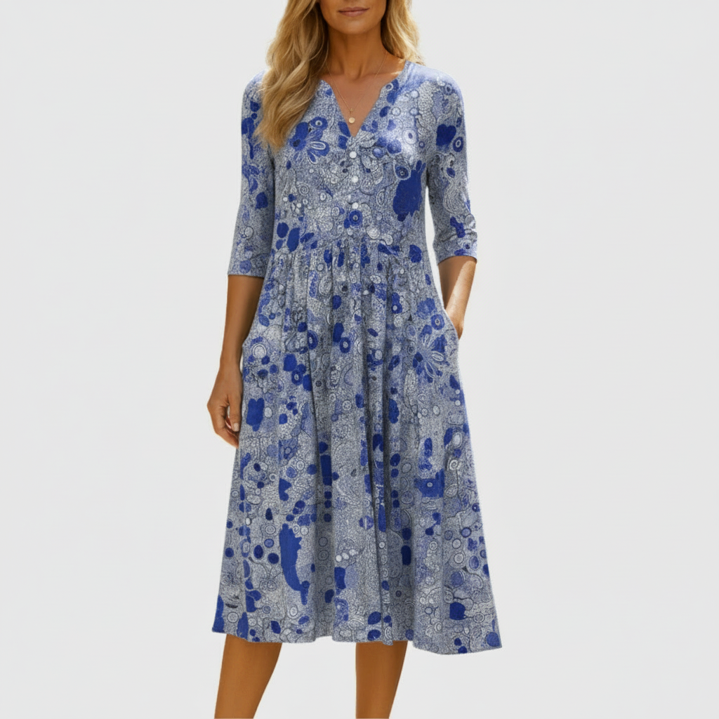 Harlow | Elegant V-Neck Midi Dress